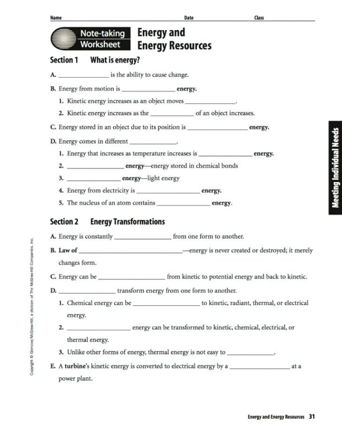 Free Printable 7th Grade Worksheets Science